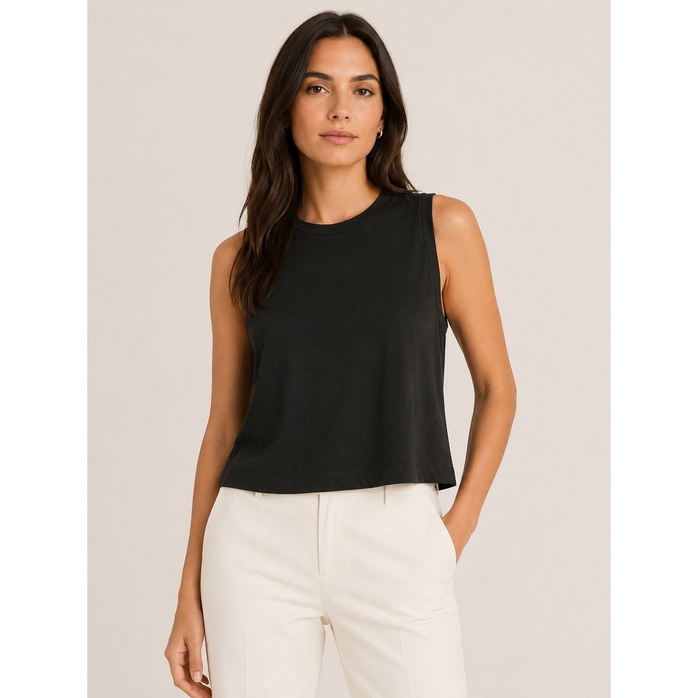 Banana Republic Womens Tank Top Size M Black Muscle Tee Minimalist Basic S82199